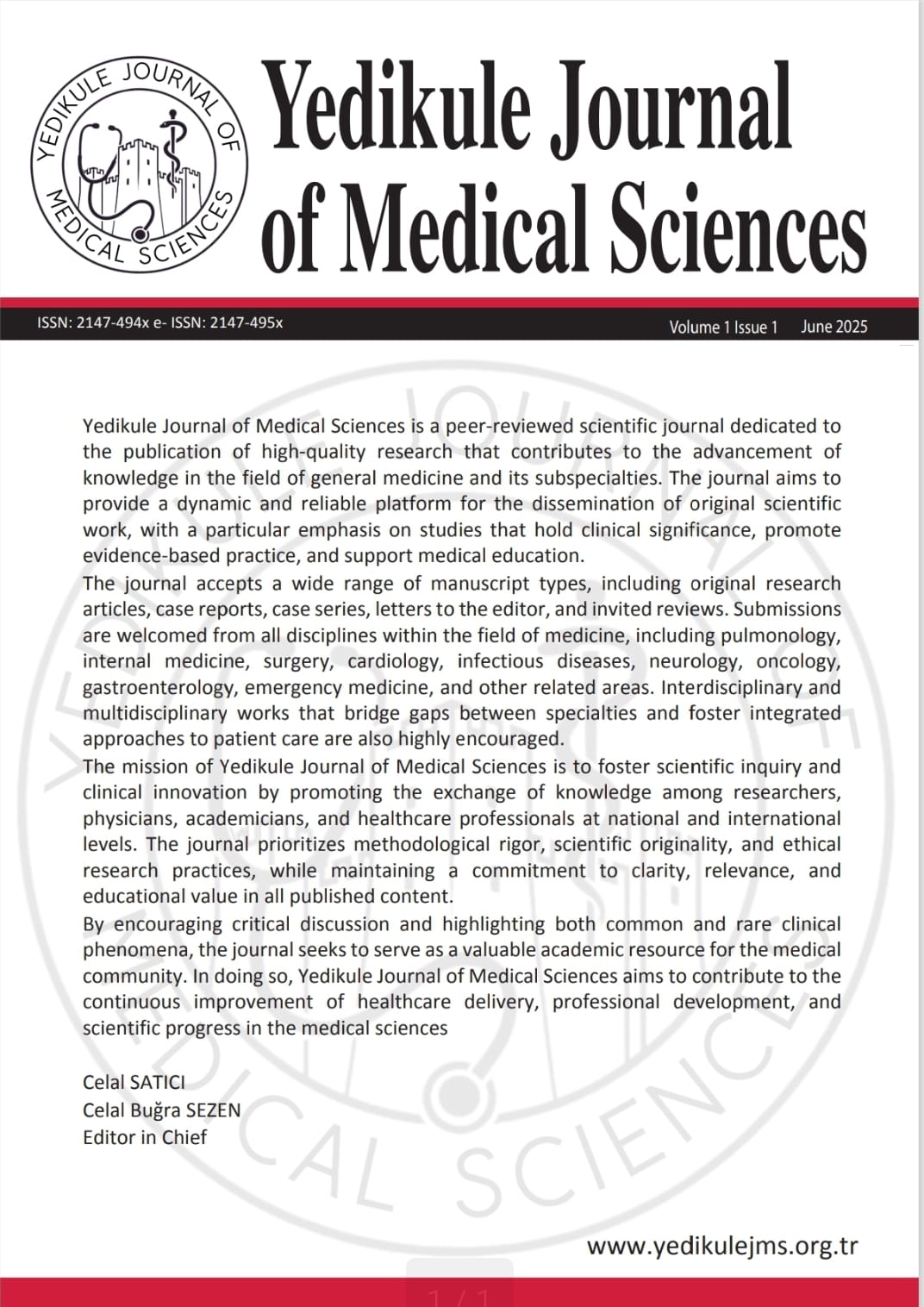 Yedikule Journal Cover